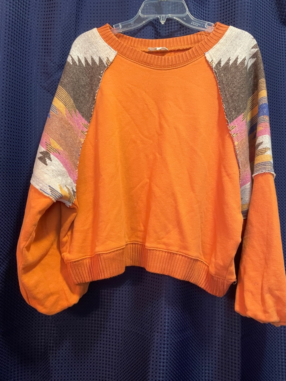 Orange Aztec Sleeve Sweatshirt